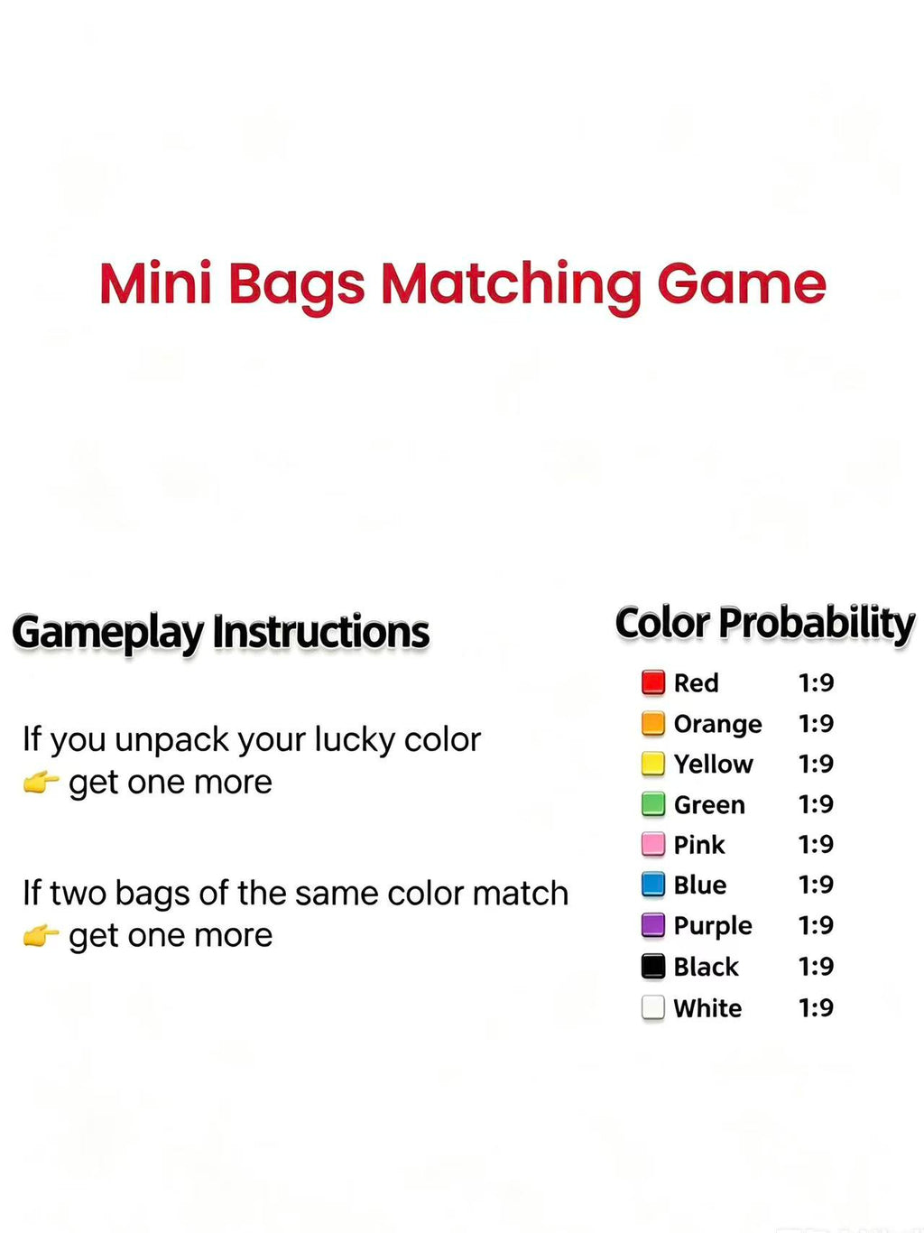 Lucky Mini Bags Blind Bags Matching Game– Live Only